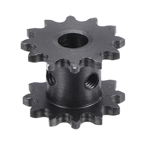 uxcell 12 Tooth #25 Chain Roller Sprocket, Double Strand 1/4" Pitch, 8mm Bore Black Oxide C45 Carbon Steel for ISO 04C Chains - size: 12 Tooth