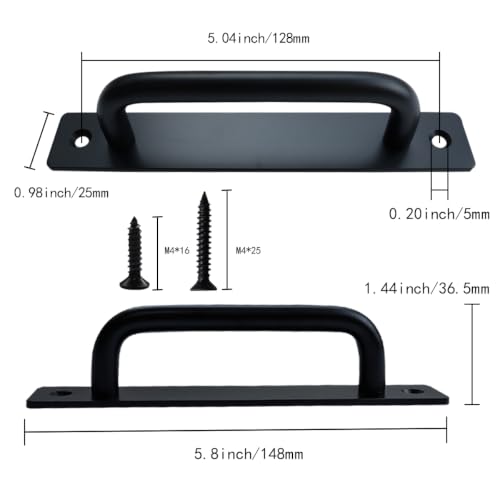 2 Pcs Black Aluminium Alloy Sliding Closet Door Handle - size: 5.8 Inch