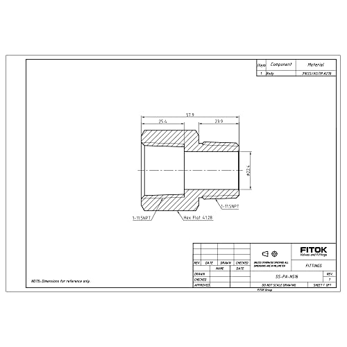 316 Stainless Steel Pipe Fitting Adapter 1'' Female NPT × 1'' Male NPT, 4400 psi, SS-PA-NS16 - size: 1'' FNPT × 1'' MNPT
