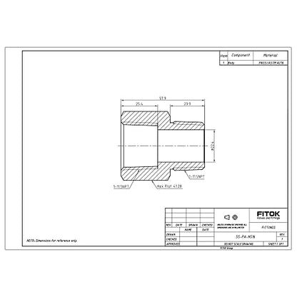316 Stainless Steel Pipe Fitting Adapter 1'' Female NPT × 1'' Male NPT, 4400 psi, SS-PA-NS16 - size: 1'' FNPT × 1'' MNPT