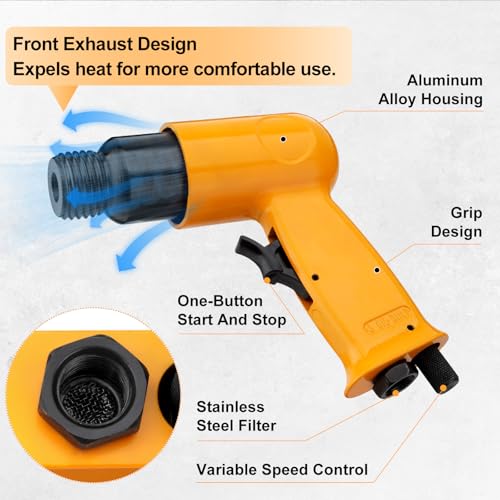 2 in 1 Air Hammer Kit, Air Needle Scaler with 4PCS Pneumatic Chisel Kit, 4500 BPM Pneumatic Tools with 38PCS Replacement Flat-head Descaling Needles