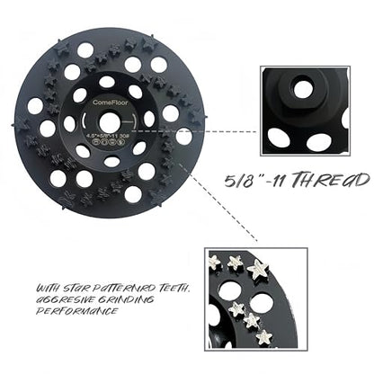 Diamond Grinding Cup Wheel for Concrete & Masonry, 30 Aggressive Star Segments, 4.5 Inch 5/8"-11 Thread, 30 Grit - style: 4.5"
