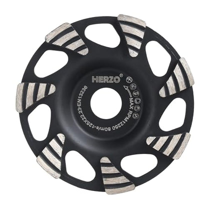 HERZO Grinding Cup Wheel for Concrete 5 inch, Diamond Grinding Disc for Concrete, Stone, Natural Stone, Tile Adhesive, Granite, Masonry, 5in Cup Wheel for Angle Grinders - style: 125mm triangular