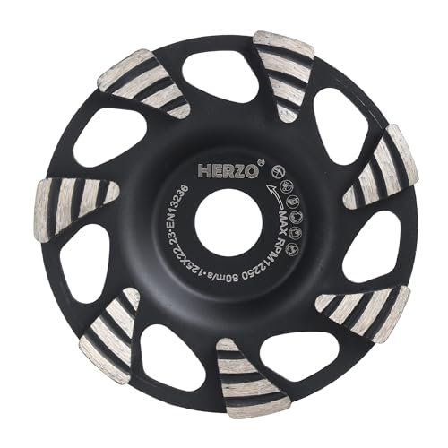 HERZO Grinding Cup Wheel for Concrete 5 inch, Diamond Grinding Disc for Concrete, Stone, Natural Stone, Tile Adhesive, Granite, Masonry, 5in Cup Wheel for Angle Grinders - style: 125mm triangular