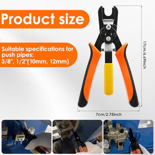 Air Line Removal Tool Pliers, Push to Connect Fittings Disconnect Tool for Air Hose, Quick Connect Pneumatic Fitting Release Plier for Automotive & Industrial Use (3/8" & 1/2" (10mm, 12mm)) - color: 3/8" & 1/2" (10mm, 12mm)