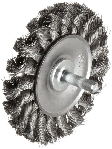 Weiler 17680 3-1/4" Stem-Mounted Knot Wire Wheel, .0118" Steel Fill, 1/4" Stem, Made in the USA - size: 0.0118" Wire Size, style: Pack of 1