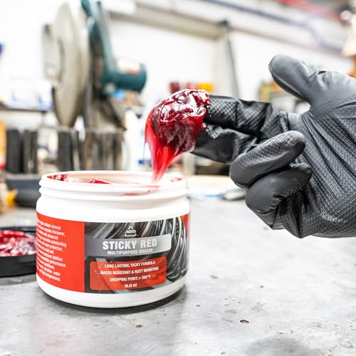 AGS Sticky Red Multipurpose Grease, Lithium Complex EP2, High Temperature, Water Resistant, Tub, 16 oz