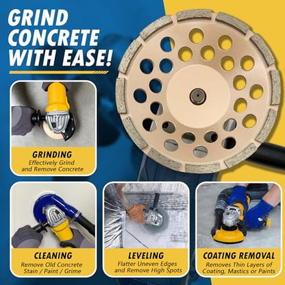 7" Diamond Grinding Wheels for Concrete or Masonry, 5/8"-11 Arbor - style: 7" - 12 Segs