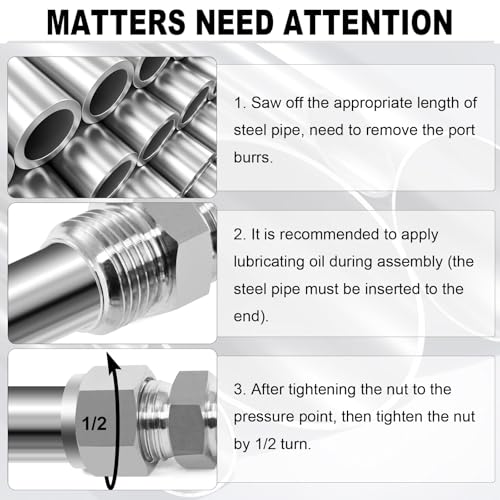 ChillWaves 304 Stainless Steel Compression Tube Fitting, 1/2" OD x 3/8" NPT Male Compression Union Connector(5-PACK) - size: 1/2" OD x 3/8" MNPT