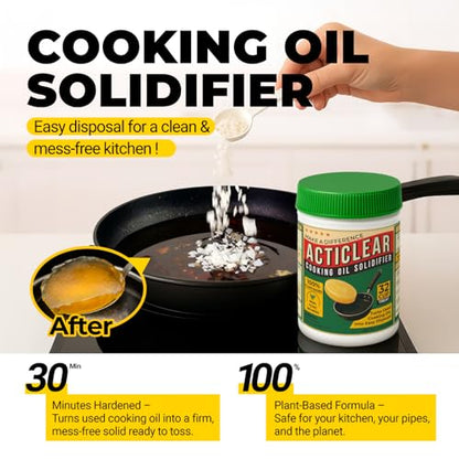 Cooking Oil Solidifier - 11oz (32 Cups) Algae-Based Grease Hardener for Easy Disposal, Turns Used Cooking Oils to Solid Waste, Kitchen Fry Oil Solution (2.2 Gallons) - size: 11 Ounce (Pack of 1)