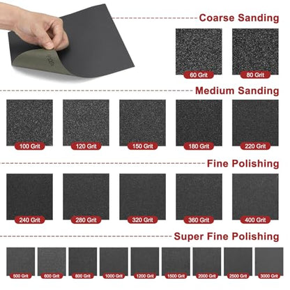 50Pcs Sand Paper 9x11Inch 400Grit Silicon Carbide Sandpaper Sheets - size: 400 Grits