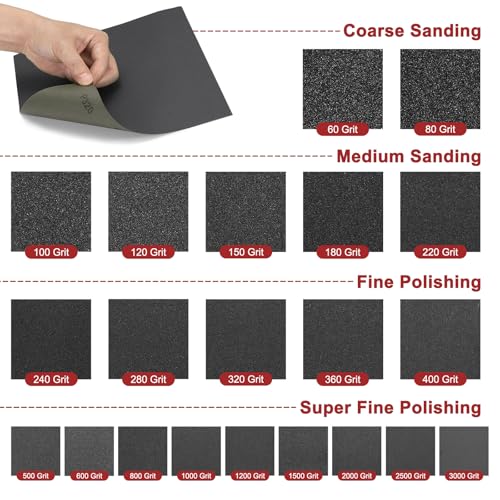 5Pcs Sand Paper 3.6x9 320Grit Silicon Carbide Sandpaper Sheets - size: 3.6 x 9 Inch (320 Grits)