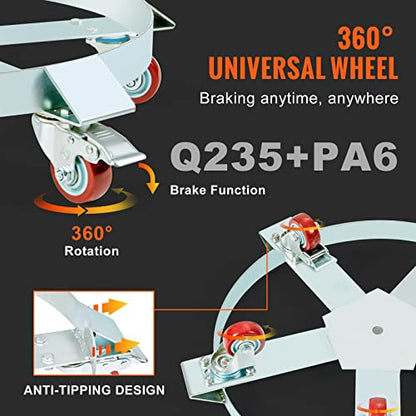 VEVOR 55 Gal Heavy Duty Drum Dolly 1250lbs Load Capacity Barrel Dolly Cart - size: 1 PC, style: 5 Swivel