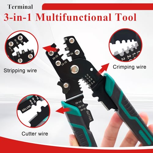 Tnisesm 1530Pcs Ultimate Heat Shrink Wire Connectors with Wire Cutter Stripper Waterproof Electrical Spade Connectors kit, Insulated Crimp Ring Fork Spade Terminal T-Tap Solder Butt Splice Connectors - color: 1530PCS, size: Heat shrink style