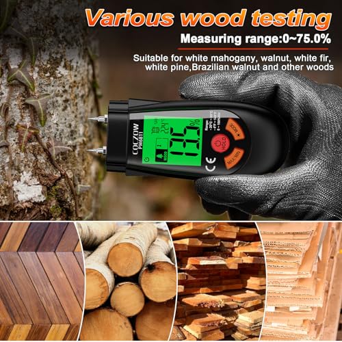 Wood Moisture Meter with Temperature and Humidity Measurement – Ideal for quickly measuring moisture content in logs, paper, plywood, plaster walls, floor coverings, and other materials. - color: Black Red