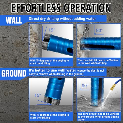 SALI Diamond Core Drill Bits 2 3/4" Diameter 10"/254mm Drilling Depth 5/8-11" Thread Core Bit Turbo Laser-Welded Segments for Cured Concrete with, Brick, Block, Masonry, with Two Adapters - size: 2 3/4 inch