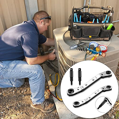 HVAC Service Wrench,3/16"-3/8" 5/16" x 1/4"Valve Wrench with Hex Adapter - style: 2 Wrench + 2 Hexagon Bit