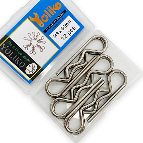 12 Pcs Heavy Duty Stainless Steel Cotter Pin R Clip Spring Retaining Wire Hair Pins for Trailer Lock System M3x60 Keeper - size: SUS304 M3x60mm-12pcs