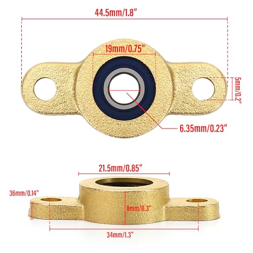 2 Pack Pillow Block Bearing for 6.35mm Diameter Shaft, 1/4 in Bore, 2-Bolt Flange, Self Aligning Housing, Locking Style Flange Pillow Block Bearing