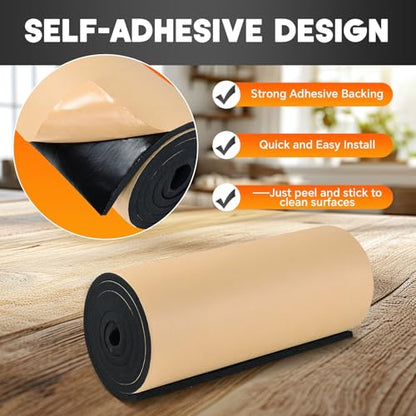 Sponge Neoprene with Adhesive Foam Rubber Sheet 1/2” x 16” x 78”