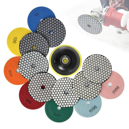 Dry Diamond Polishing Pads,6 Inch Polishing Pads Set of 8 Pieces Plus - size: 6 inch-50-6000