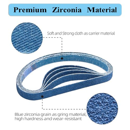 3/8x13 Inch Zirconia Sanding Belts, 60 Grit, 30 Pack - color: 60 Grit, size: 3/8x13 inch