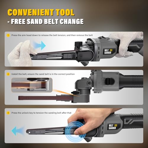 20V Cordless Belt Sander Bandfile Sander Compatible with DEWALT 20V Battery - color: Gray