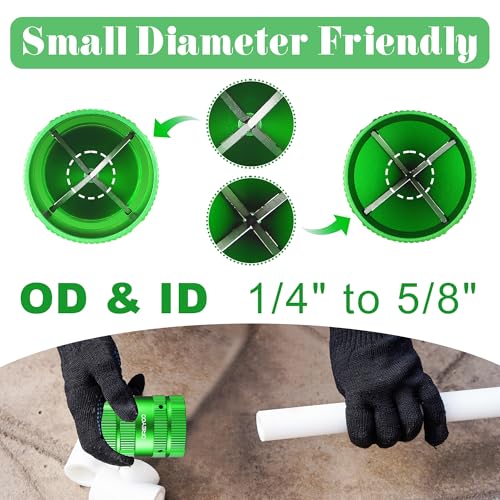 Dreyoo Deburring Cutters, Copper PVC Tube Reamer Tool Plumbing Tools 1/4'' to 1-5/8'' Inner Outer Reamer Pipe Tubing Chamfer for Metal PVC PPR Copper Brass Aluminum(Green)