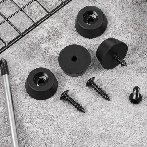 4Pcs Heavy-Duty Rubber Feet Speaker Isolation Pads with Stainless Steel Screws for Subwoofer, Subwoofer, Guitar Amps, Furniture, Turntables, Cutting Boards, Cabinets 0.98“ W x 0.47” H (Black)