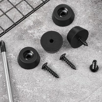4Pcs Heavy-Duty Rubber Feet Speaker Isolation Pads with Stainless Steel Screws for Subwoofer, Subwoofer, Guitar Amps, Furniture, Turntables, Cutting Boards, Cabinets 0.98“ W x 0.47” H (Black)