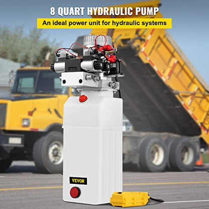 VEVOR Hydraulic Pump 12V DC Hydraulic Power Unit Double Acting Double Solenoid Hydraulic Power Pack Unit with 8L Plastic Tank Max Pressure 200 Bar for Car Liftng
