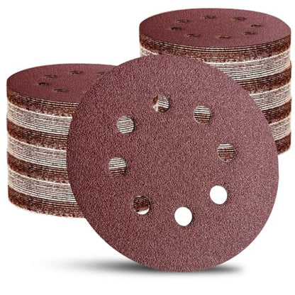 100PCS 5 Inch 8-Hole Sanding Discs, Hook and Loop Sandpaper Sanding Pad Set - style: 100pcs 40-600 Grit Sandpapers
