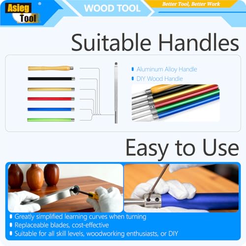 Woodturning Tools Carbide Tipped Lathe Chisel Finisher Tool Bar 10 Inches With Ci0 16mm Round Carbide Insert Cutter for Wood Hobbyist or DIY or Carpenter,Handle not Include
