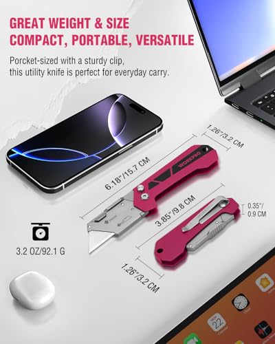 WORKPRO Box Cutter, Utility Knife, Pink - color: Rose Pink