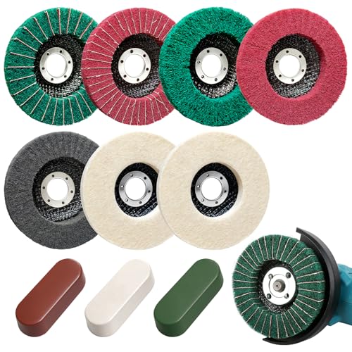 10Pcs 4.5'' Buffing Wheel & Compound Kit, Polishing Wheel for Angle Grinder