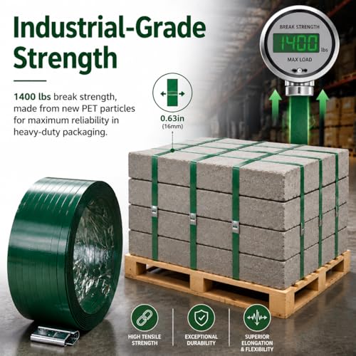 1000ft 5/8'' Polyester (PET) Strapping and 100Pc Metal Seals - color: strapping&seals