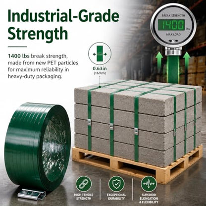1000ft 5/8'' Polyester (PET) Strapping and 100Pc Metal Seals - color: strapping&seals
