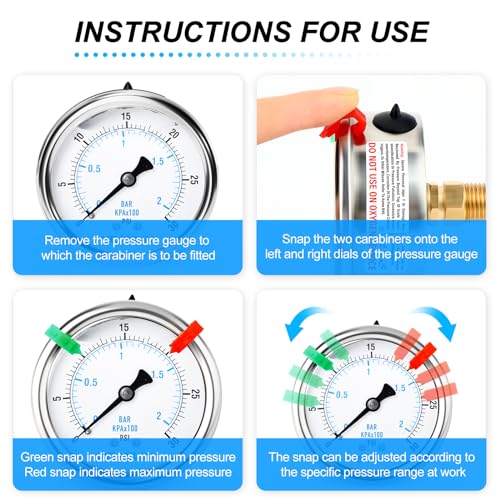 MEANLIN MEASURE 0~30Psi Liquid Filled Pressure Gauge 1/4" NPT 2.5" FACE DIAL Stainless Steel Glycerin Filled WOG Water Oil Air Back Mount (with 2PCS Snaps) - size: 0-30Psi