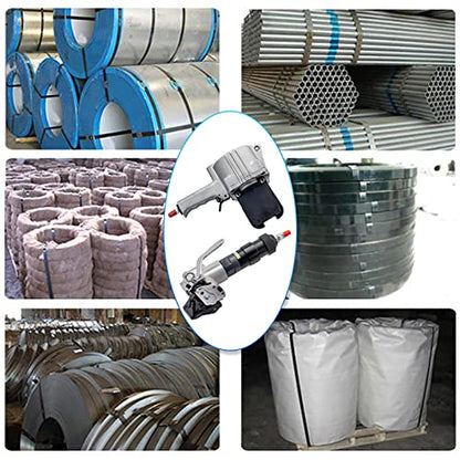 Pneumatic Steel Strapping Tools Metal Banding Machine Heavy Duty Tensioner and Cutter Sealer for 1.25inch（32mm）Width Metal Belt, Portable Packaging
