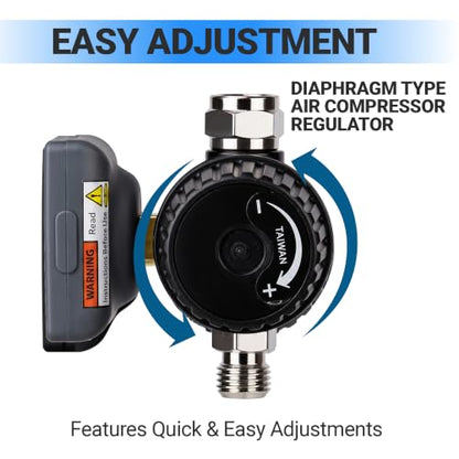 LE LEMATEC Digital Air Regulator & Gauge for Spray Paint Gun, HVLP, 160 PSI - style: Diaphragm Valve Version