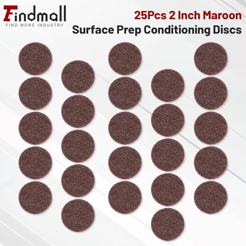 findmall 25Pcs 2 Inch Maroon Quick Change Surface Prep Conditioning Discs