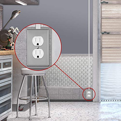 ENERLITES Duplex Receptacle Metal Wall Plate, 1-Gang, Polished Chrome - color: Polished Chrome, size: Standard Size