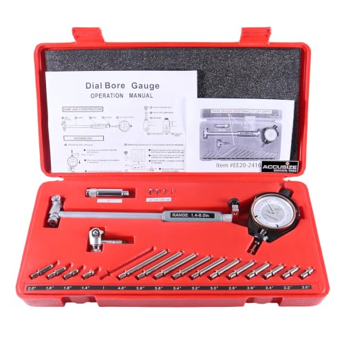 Accusize Dial Bore Gauge Set, 1.4-6 in Range, 0.0001 in Grad. - size: Dial Indication: 0-0.05" x .0001"