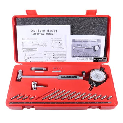 Accusize Dial Bore Gauge Set, 1.4-6 in Range, 0.0001 in Grad. - size: Dial Indication: 0-0.05" x .0001"