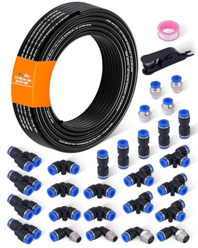 1/4" Air Line Tubing Kit, 32.8FT SAE J844 PA Nylon Air Hose Tubing