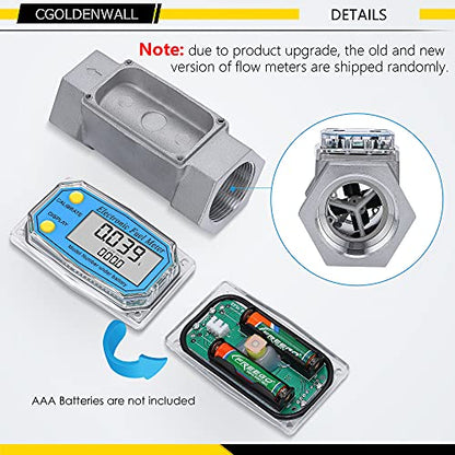CGOLDENWALL Turbine Flow Meter LCD Digital Display Flowmeter with 1.5" Inlet/Outlet, Gas Oil Fuel Flowmeter for Diesel, Kerosene, Gasoline 10.6-74 GPM (40-280 LPM) - color: 1.5 inch
