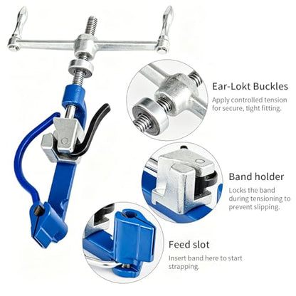 BAUSATZ Banding Tool for Strapping, Stainless Steel Expander Tool with Built-in Cutter, Strapping Tensioner (for Stainless Steel Cable Ties: 0-0.98inch Wide, 0-0.035inch Thick)