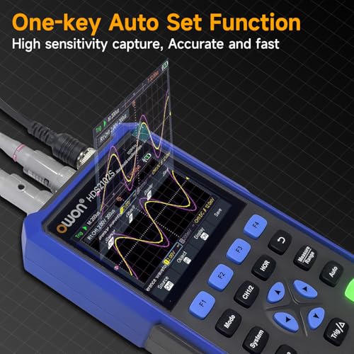 Digital Handheld Oscilloscope Multiumeter 3 in 1,2 Channels, 100MHz Bandwidth, 500MS/s Sample Rate, 3.5" LCD Multiumeter Signal Generator Digital Oscilloscope Multimeter,Lab Oscilloscope HDS2102S - style: HDS2102s