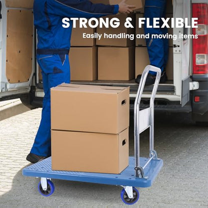 660lbs Foldable Platform Truck Dolly with Swivel Wheels, Heavy Duty Moving Platform Hand Truck, Moving Flatbed Cart Push Cart Platform Dolly Cart for Groceries, Warehouse(35.43" x 23.62") - style: 660lbs