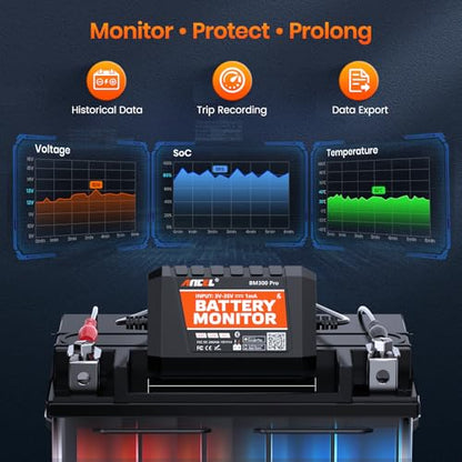 ANCEL BM300 Pro Bluetooth Battery Monitor for 6V, 12V and 24V Systems - color: Orange